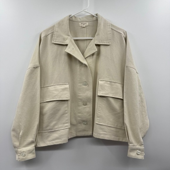 world market Jackets & Blazers - World Market One Size Oversized Cotton Chore Jacket - Beige Canvas, Button Front